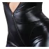 Cottelli Plus Size - lesklý overal s dlouhým rukávem - černý - 3XL