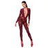 Noir Kink Royal - průsvitný catsuit - červená - M