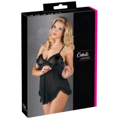 Cottelli - babydoll košilka - volná, s volánky - černá
