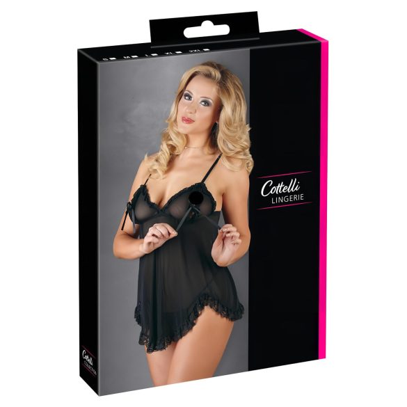 Cottelli - Svůdný, volánkový babydoll (černý)