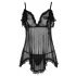 Cottelli - babydoll košilka - volná, s volánky - černá - XL