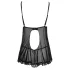 Cottelli - babydoll košilka - volná, s volánky - černá - XL