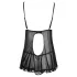 Cottelli - babydoll košilka - volná, s volánky - černá - XL