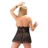 Cottelli Plus Size - krajkový lehký babydoll (černý) - 4XL