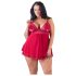 Cottelli Plus Size - Krajkový lehký babydoll (červený)