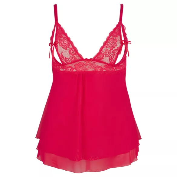 Cottelli Plus Size - babydoll s krajkou - červená, plus size