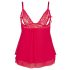 Cottelli Plus Size - Krajkový lehký babydoll (červený)