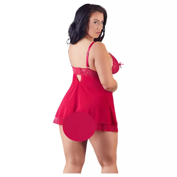 Cottelli Plus Size - babydoll s krajkou - červená, plus size - 2XL
