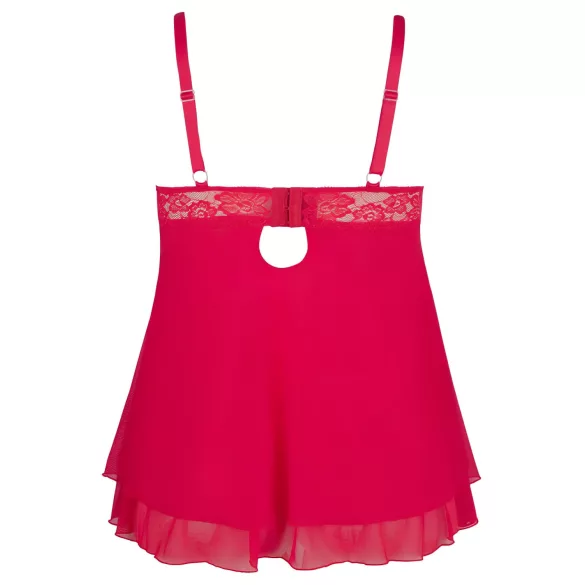 Cottelli Plus Size - babydoll s krajkou - červená, plus size - 3XL