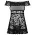Obsessive Flores - volánkový babydoll a tanga (černé)