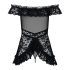 Obsessive Flores - volánkový babydoll a tanga (černé)