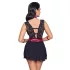 Cottelli Bondage - krajkový babydoll s obojkem (černý)