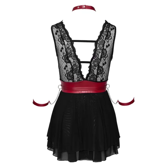 Cottelli Bondage - krajkový babydoll s obojkem (černý)