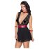 Cottelli Bondage - krajkový babydoll s obojkem (černý) - M