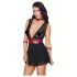 Cottelli Bondage - krajkový babydoll s obojkem (černý) - L