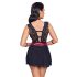 Cottelli Bondage - krajkový babydoll s obojkem (černý) - XL