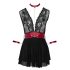 Cottelli Bondage - krajkový babydoll s obojkem (černý) - XL