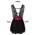 Cottelli Bondage - krajkový babydoll s obojkem (černý) - XL