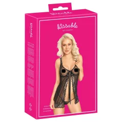 Polibek - otevřený babydoll (černý)
