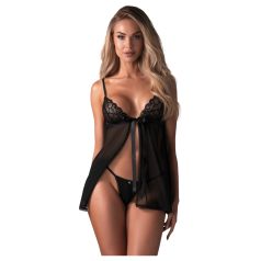 Obsessive Blomentis - krajkový babydoll set (černý) - M/L