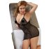 Cottelli Plus Size - krajková průhledná noční košilka (černá) - 2XL