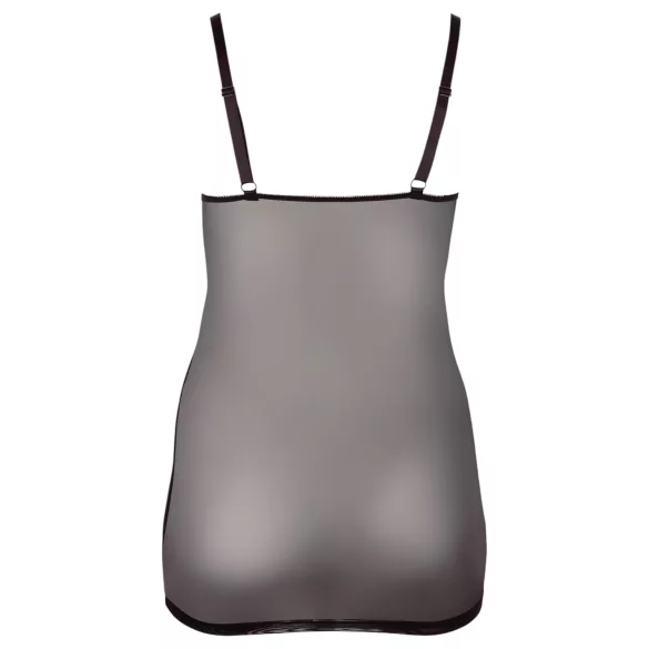 Cottelli Plus Size - průsvitná krajková noční košilka - černá - 3XL