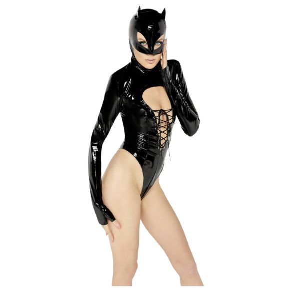 Black Velvet - dlouhý rukáv Batwoman body (černé) - L
