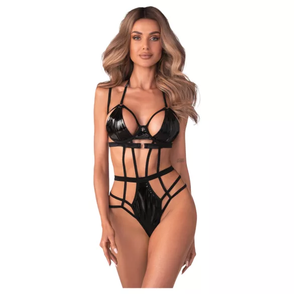 Obsessive - dámské body s pásky - černá