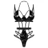 Obsessive - dámské body s pásky - černá
