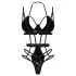 Obsessive - dámské body s pásky - černá