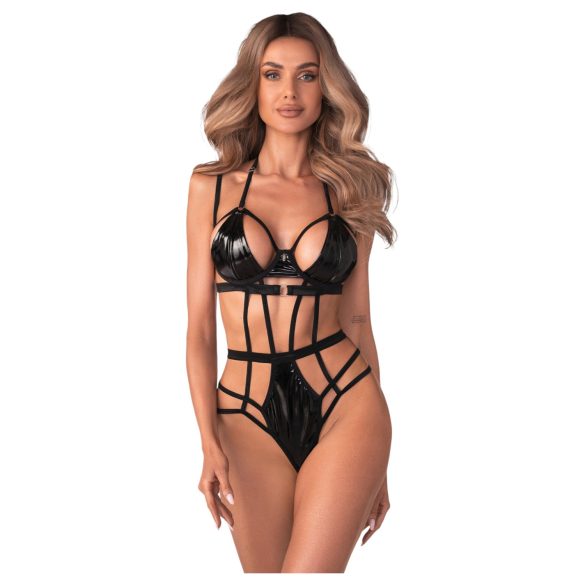 Obsessive Keira - černé body s pásky - L/XL