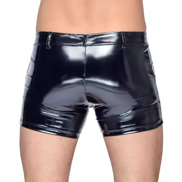 Black Level - pánské lakované šortky s boční kapsou - černé - 2XL