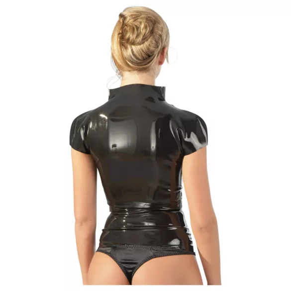 Dámský černý top Late X na zip s krátkým rukávem - XL