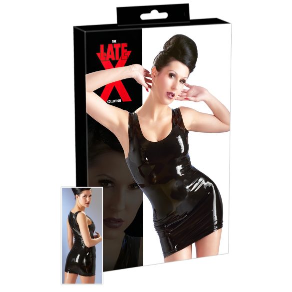 LATEX - černé mini šaty bez rukávů - S