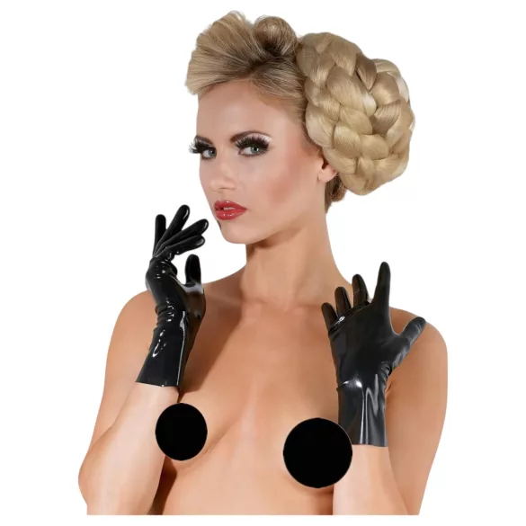 Latex - krátké unisex rukavice - černé - M