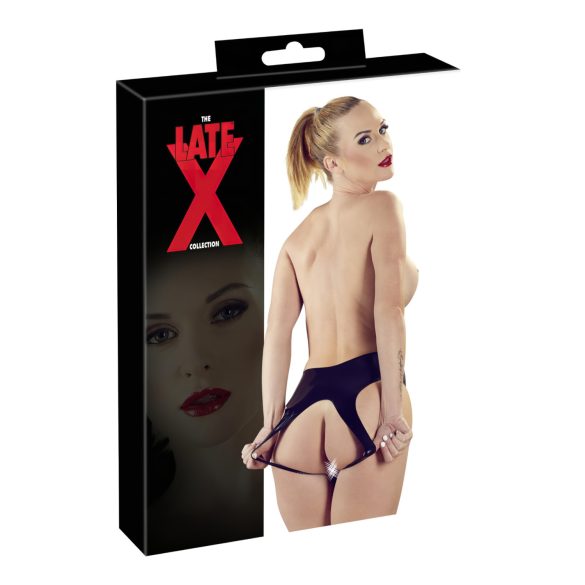 LATEX - dámské kalhotky s otevřeným rozkrokem - černé (S-L)