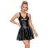 LATEX - minišaty s volánovou sukní (černé) - XL