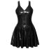 LATEX - minišaty s volánovou sukní (černé) - XL