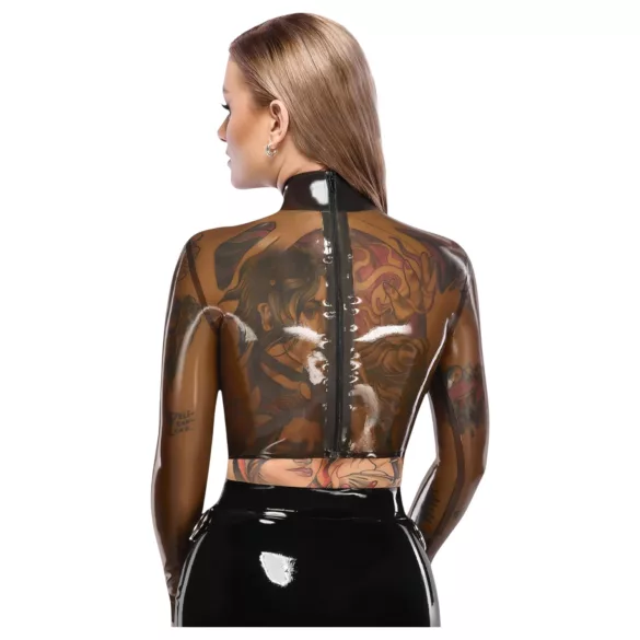 Latex - dámský top - průhledný - černý latex
