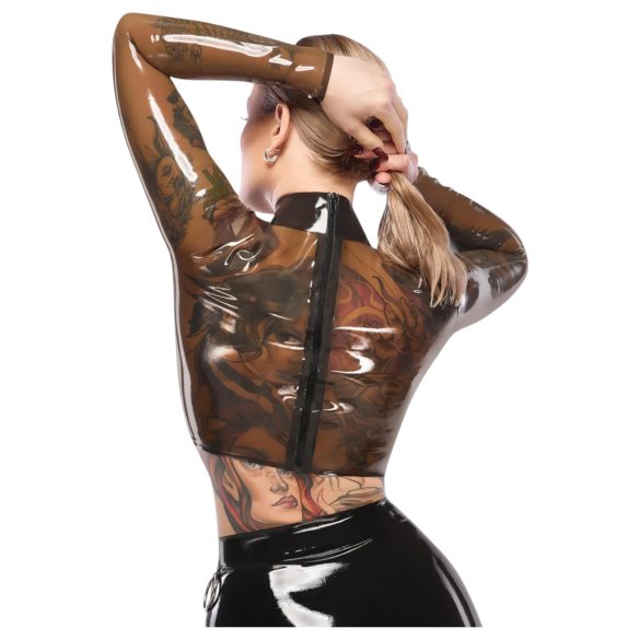 LATEX - průhledný latexový top (průhledně černý) - M