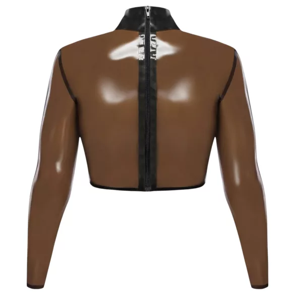 Latex - dámský top - průhledný - černý latex - L