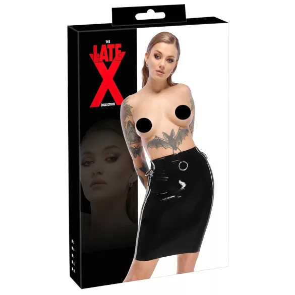 LATEX - latexová midi sukně (černá) - 2XL