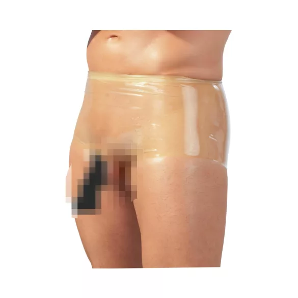 LATEX - boxerky s návlekem na penis - přírodní latex - L/XL
