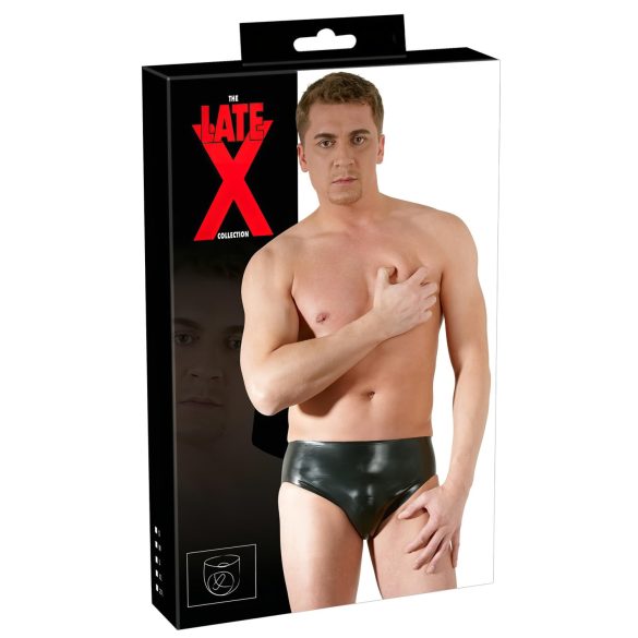 LATEX - pánské spodní prádlo s vnitřním análním dildem (černé) - M