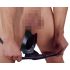 LATEX - pánské spodní prádlo s vnitřním kuželovým análním dildem (černé) - XL
