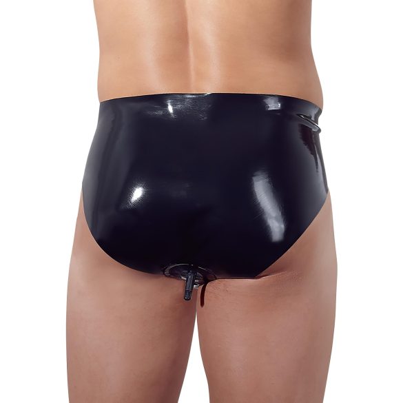 LATEX - pánské spodní prádlo s vnitřním análním dildem (černé) - XL