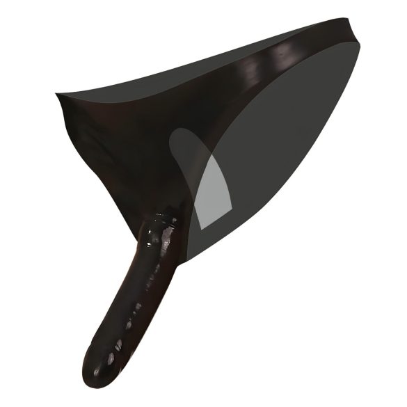 LATEX - spodní prádlo s vnitřním a vnějším dildem - černé (S-L)
