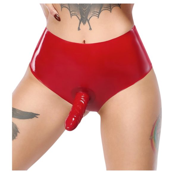 LATEX - realistické dildo s kapkou (červené)