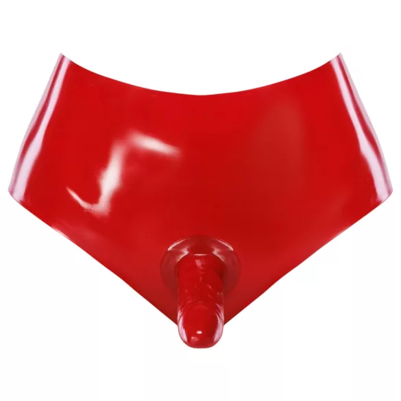 LATEX - kalhotky s realistickým dildem (červené)