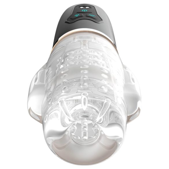 Funny Me Rocket Cup - masturbátor sání a vibrace - průhledný/černý